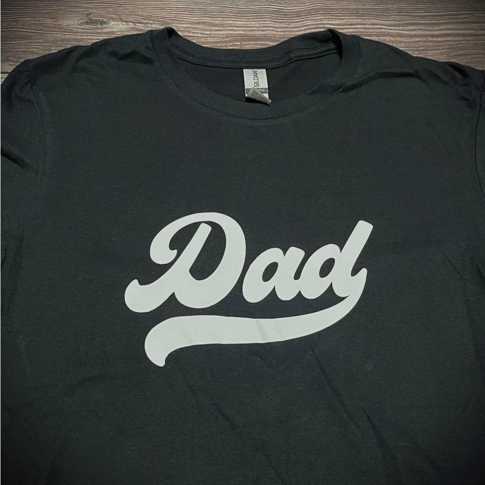 Gildan Black T-Shirt with White "Dad" Script